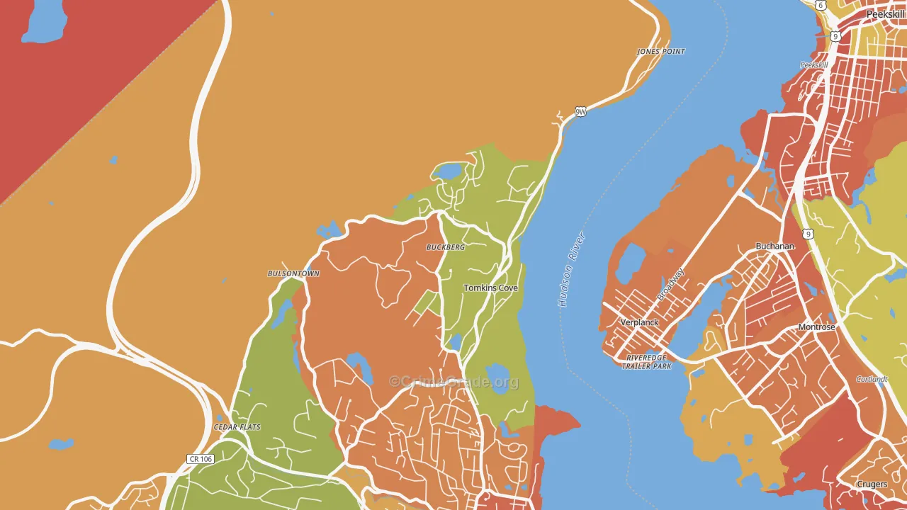 Tomkins Cove, NY Map of Robbery Rates