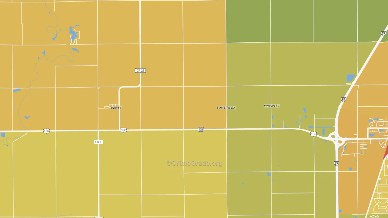 Tomlinson, IL Map of Robbery Rates