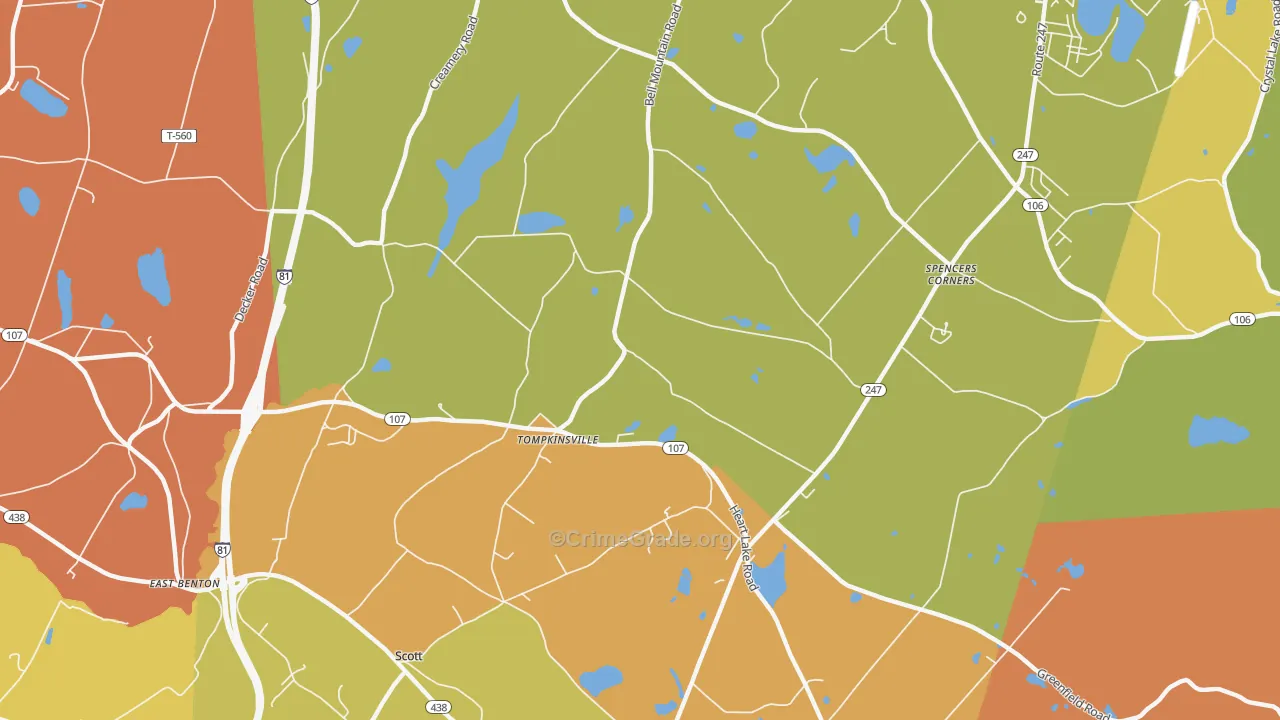 Tompkinsville, PA Map of Robbery Rates