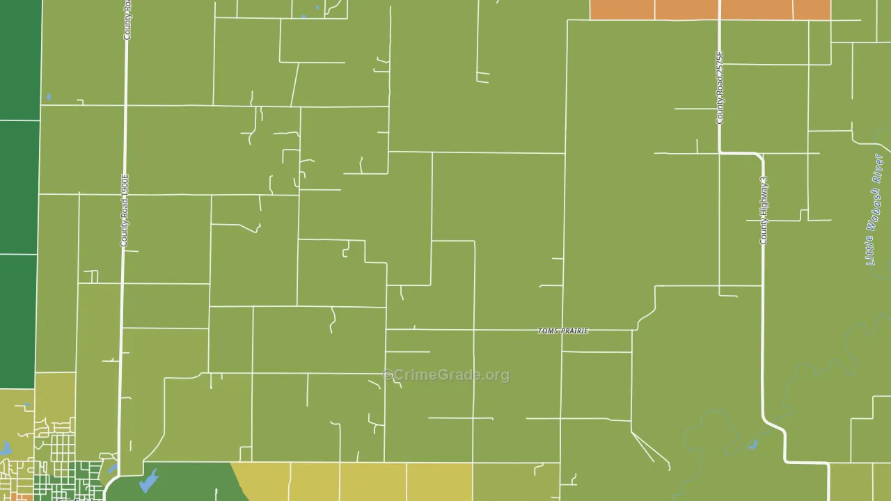 Toms Prairie, IL Map of Robbery Rates