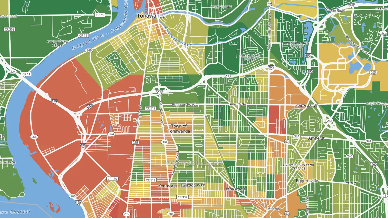 Tonawanda, NY Map of Robbery Rates