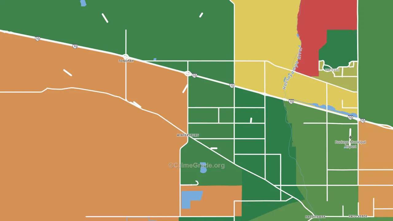 Tonopah, AZ Map of Robbery Rates