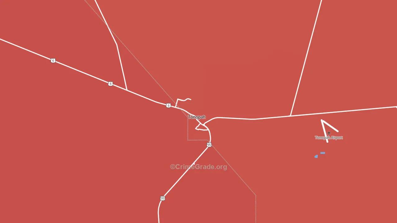 Tonopah, NV Map of Robbery Rates