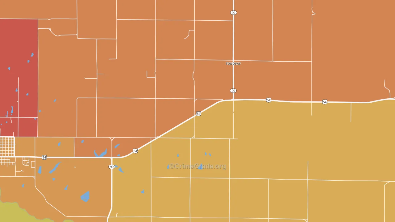 Tonovay, KS Map of Robbery Rates