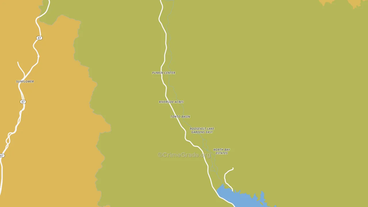 Tonto Basin, AZ Map of Robbery Rates