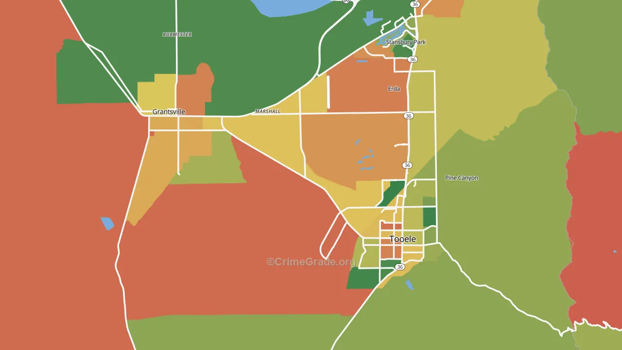 Tooele County, UT Map of Robbery Rates