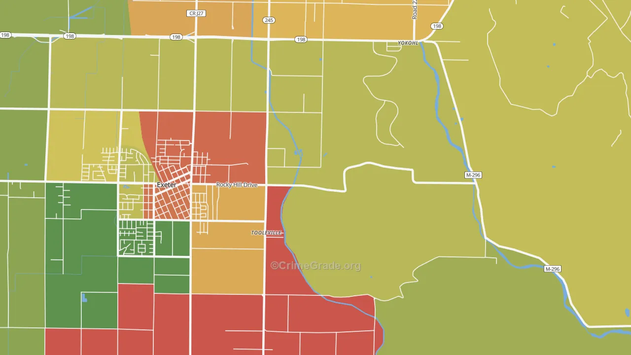 Toolville, CA Map of Robbery Rates