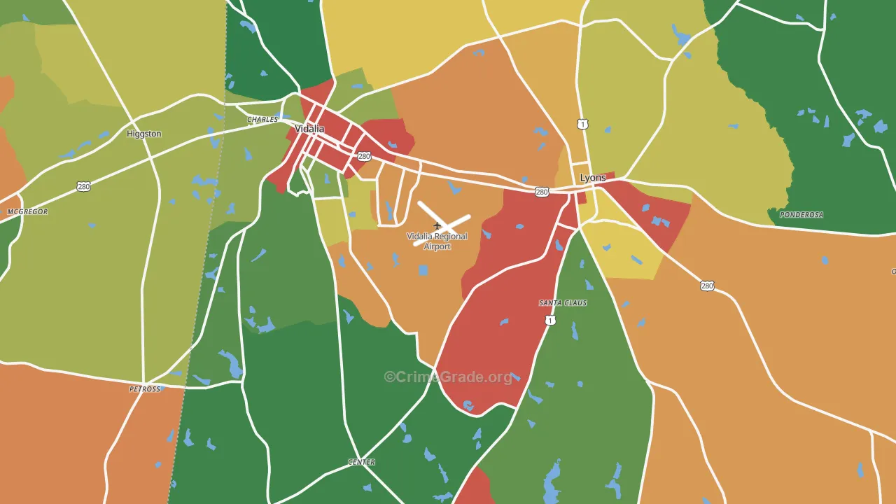 Toombs County, GA Map of Robbery Rates