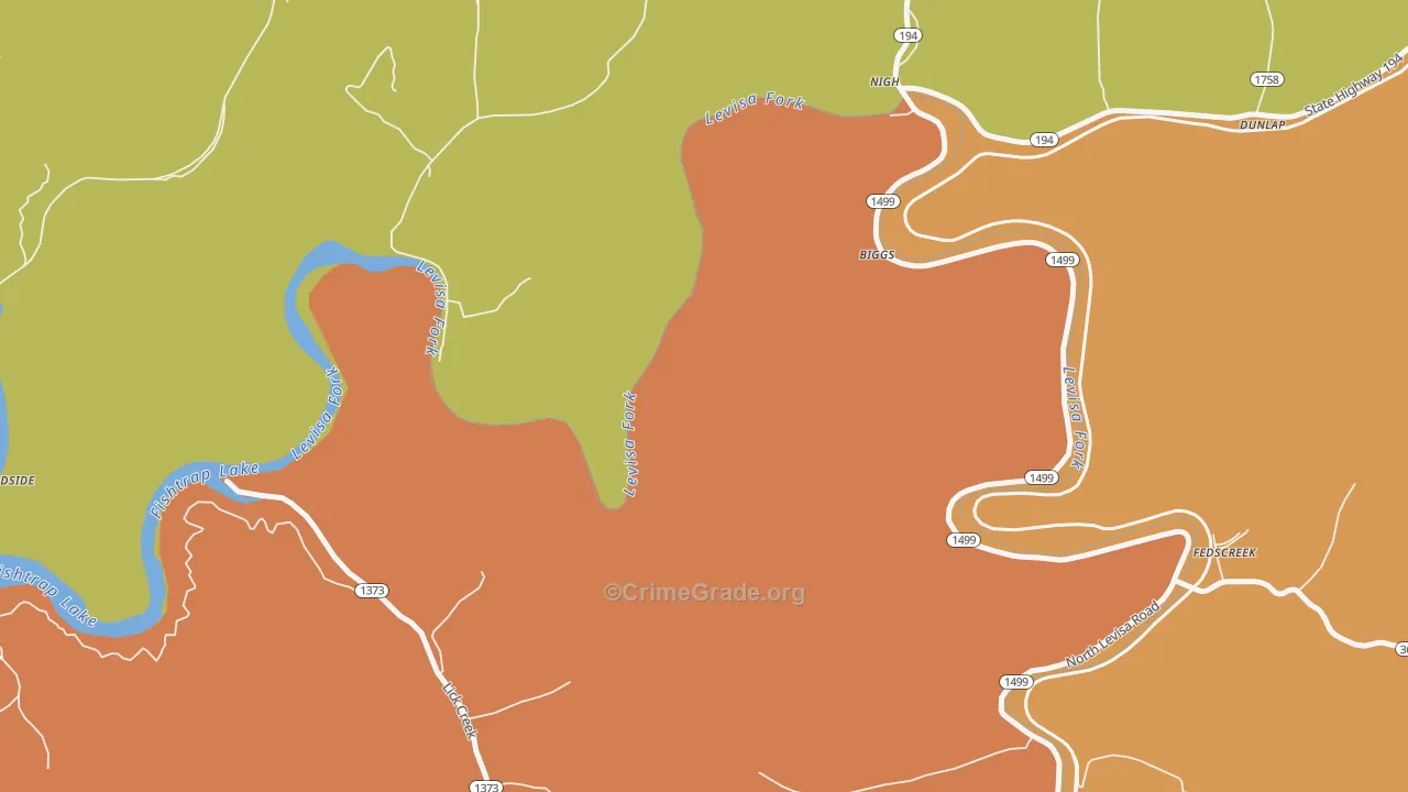 Toonerville, KY Map of Robbery Rates