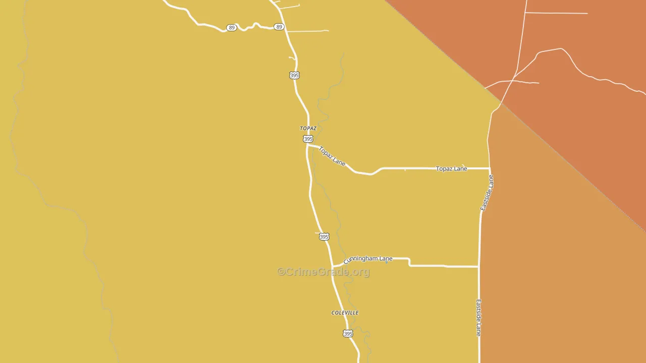 Topaz, CA Map of Robbery Rates
