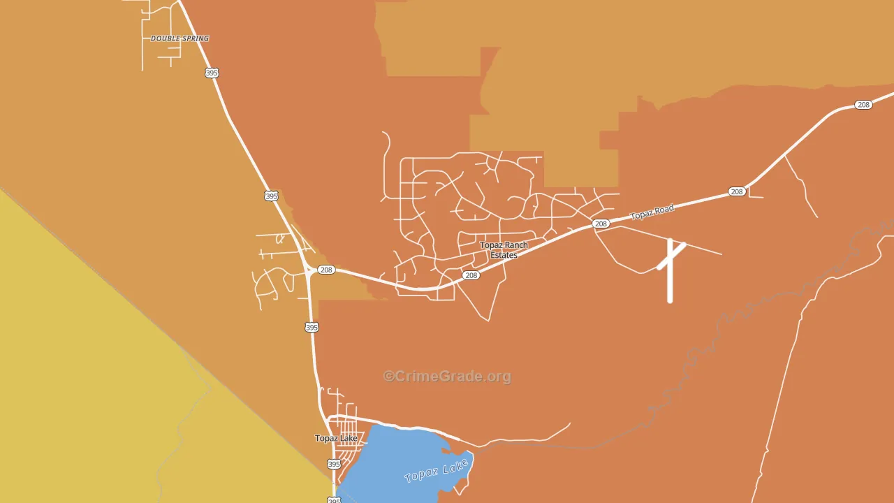 Topaz Lake, NV Map of Robbery Rates