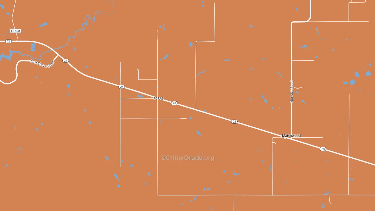 Topaz, MI Map of Robbery Rates