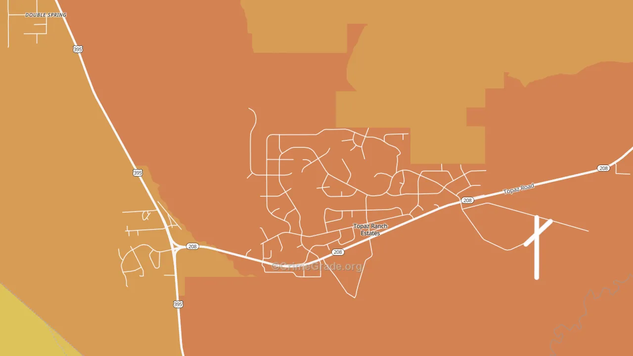 Topaz Ranch Estates, NV Map of Robbery Rates