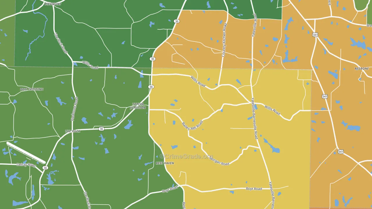 Topeka Junction, GA Map of Robbery Rates