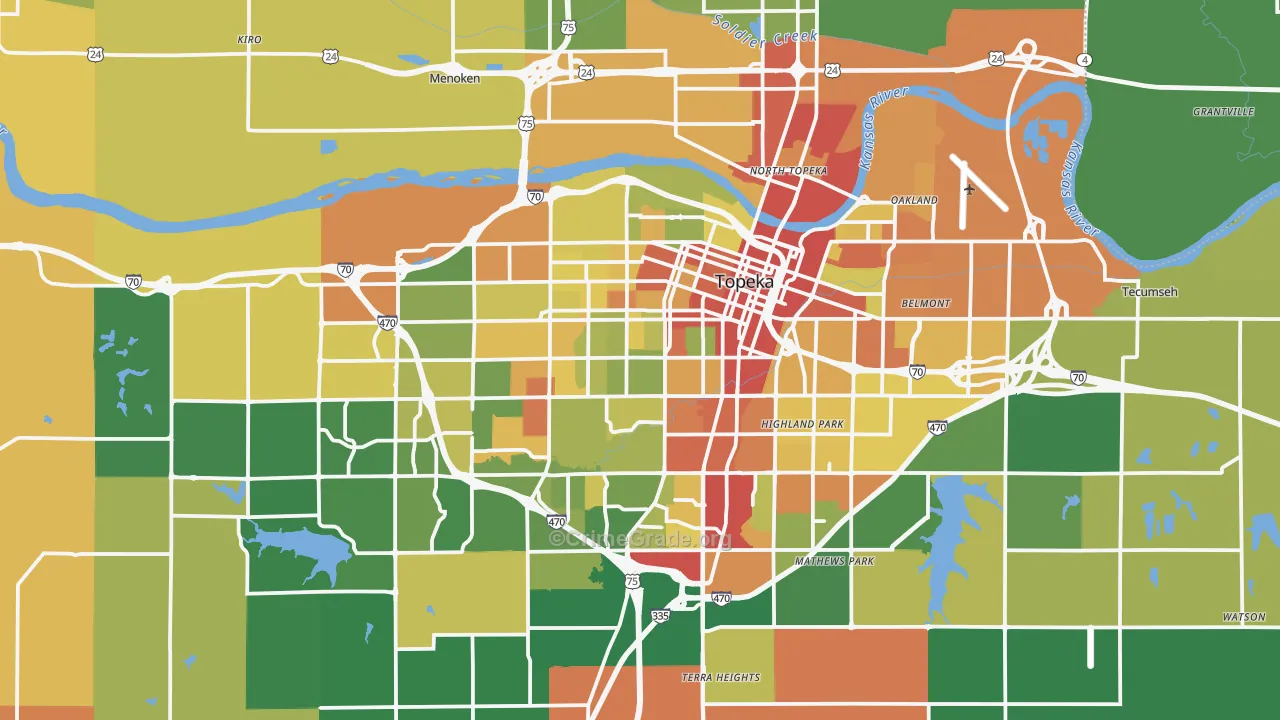 Topeka, KS Map of Robbery Rates