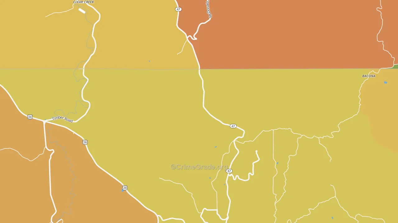 Tophill, OR Map of Robbery Rates