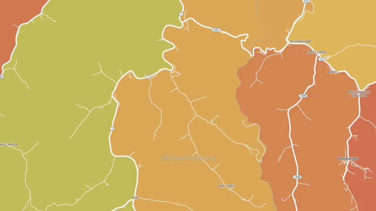 Topmost, KY Map of Robbery Rates