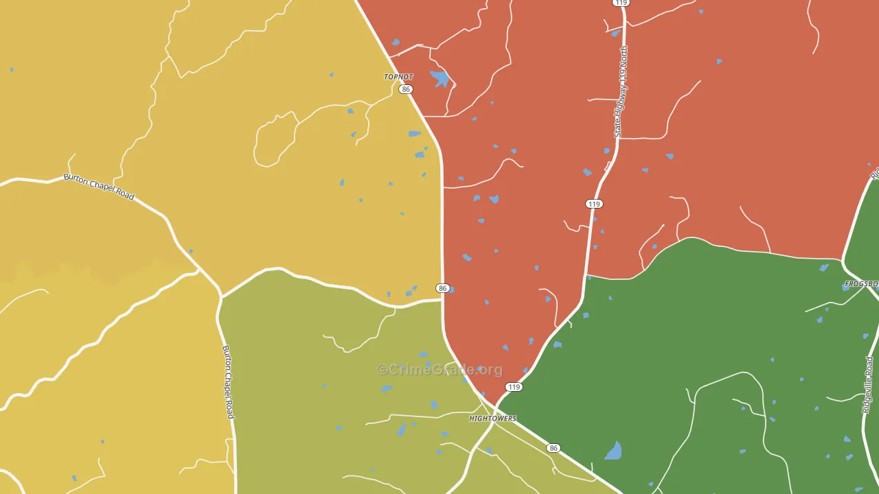 Topnot, NC Map of Robbery Rates