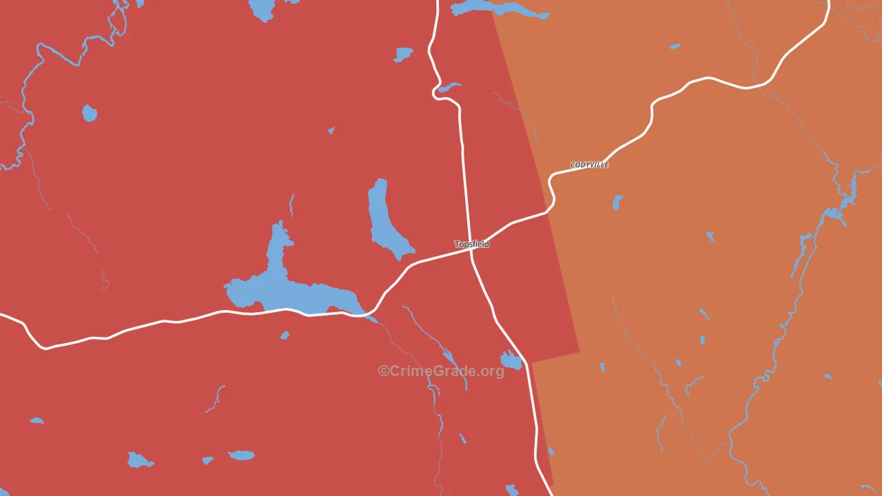 Topsfield, ME Map of Robbery Rates