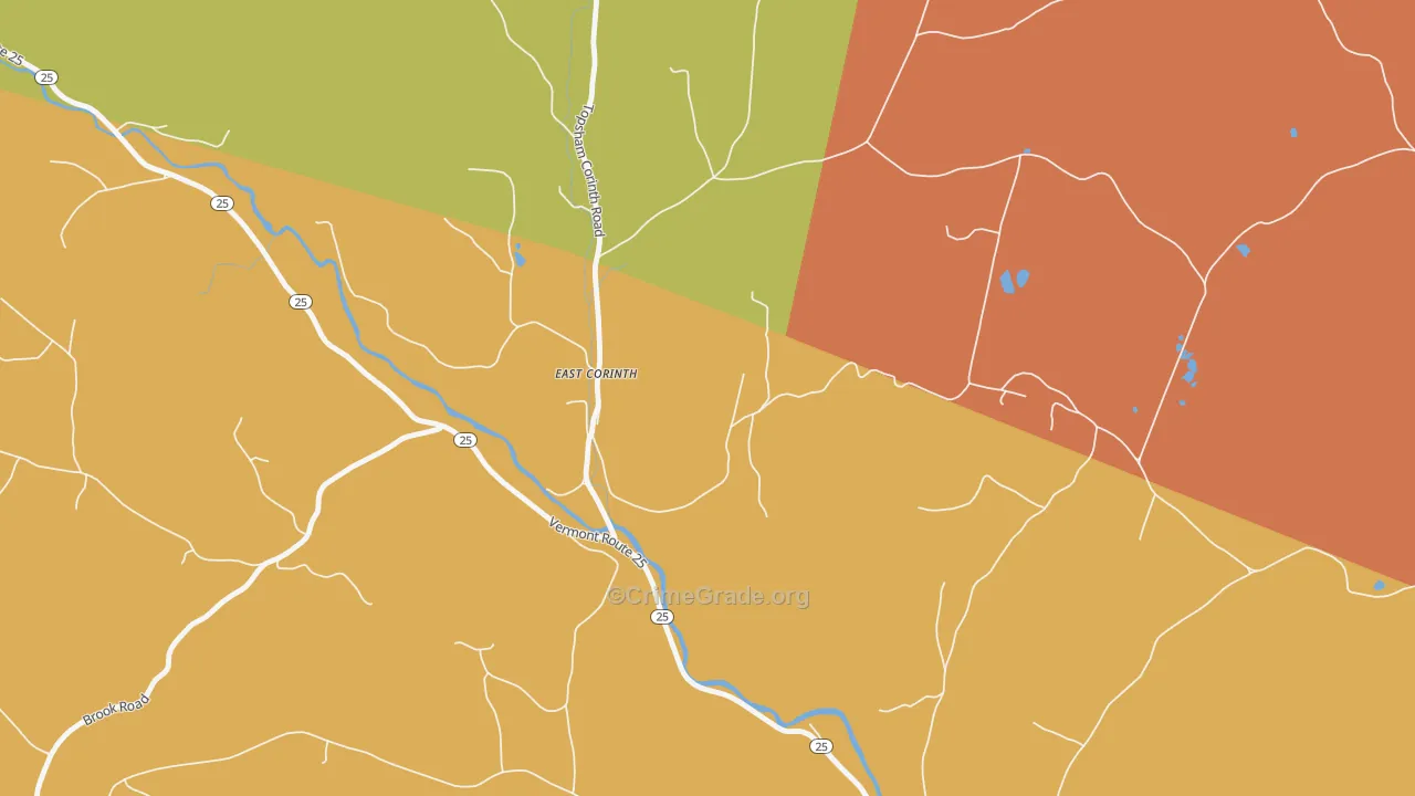 Topsham Four Corners, VT Map of Robbery Rates