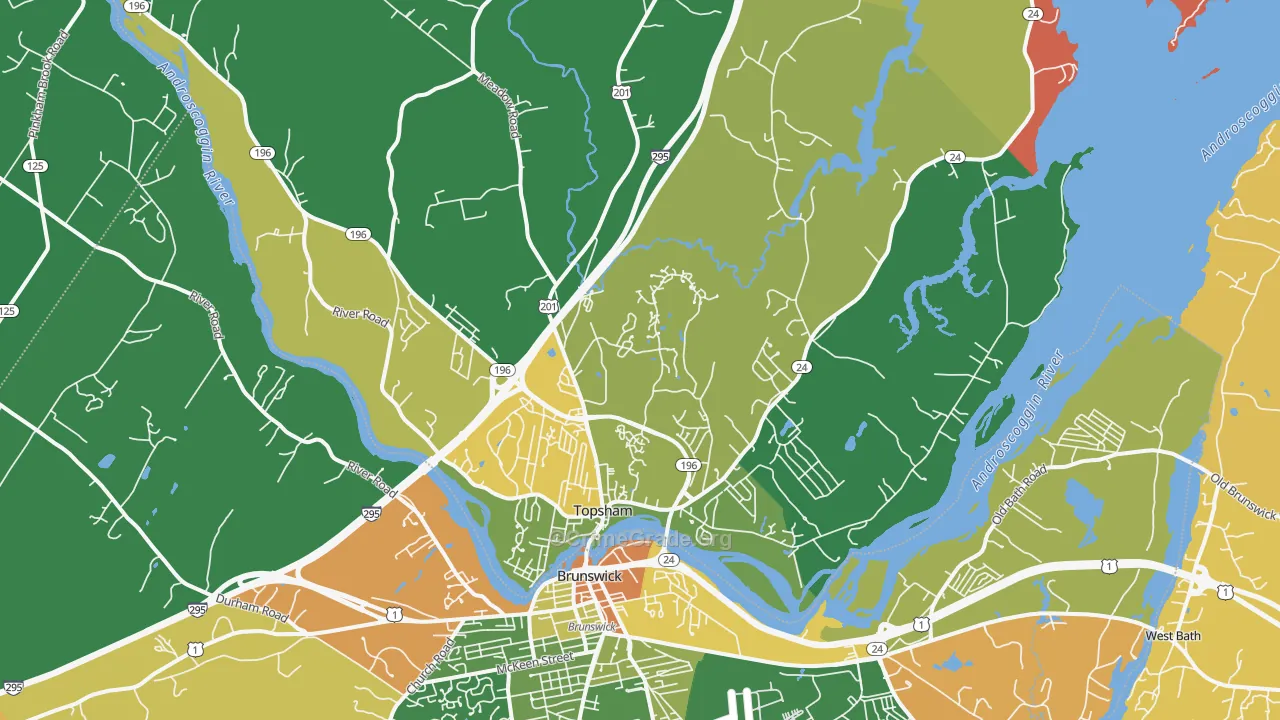Topsham, ME Map of Robbery Rates
