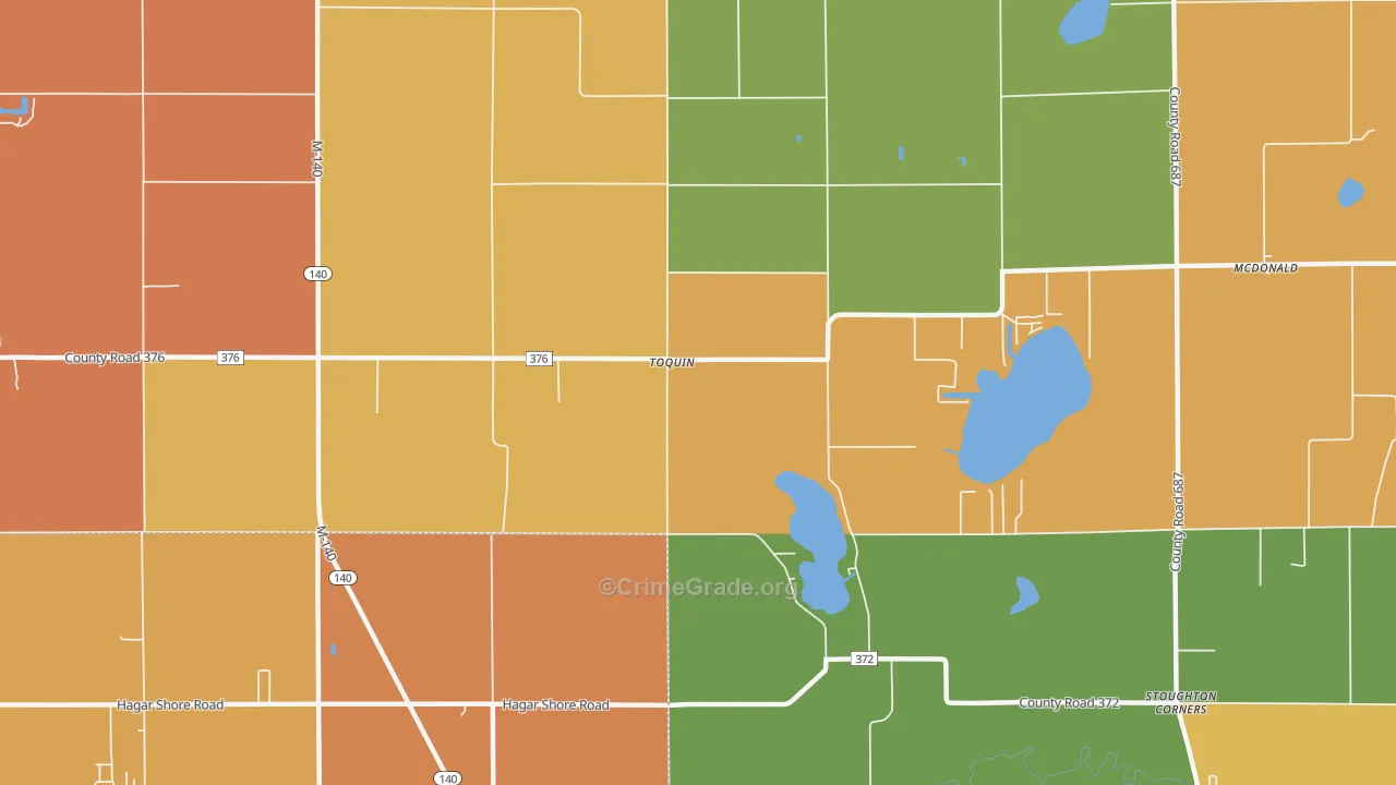 Toquin, MI Map of Robbery Rates