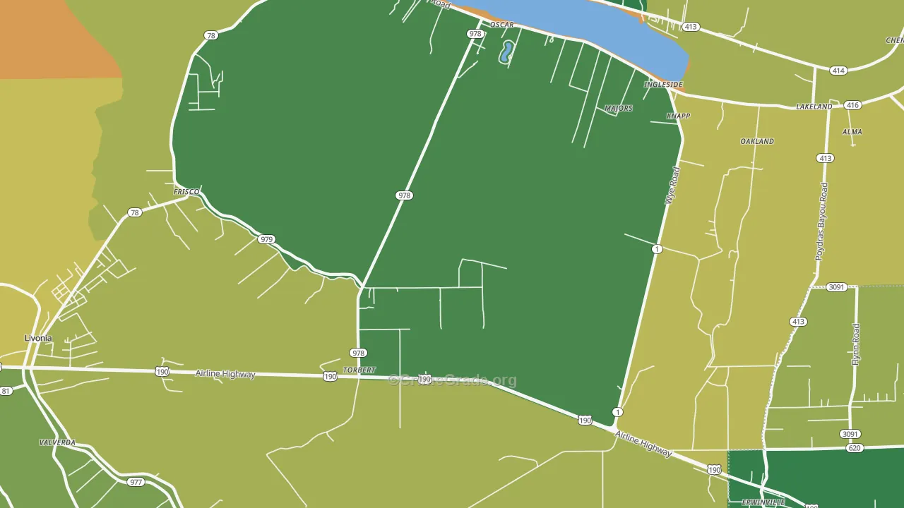 Torbert, LA Map of Robbery Rates