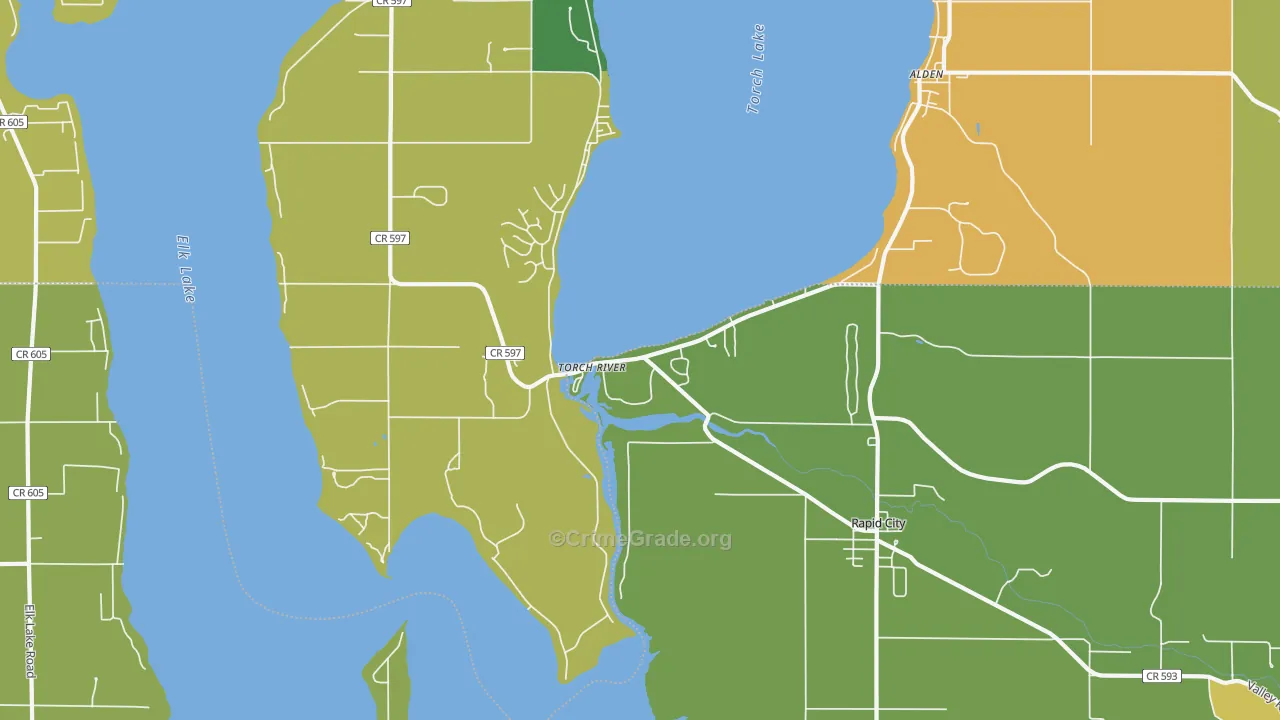 Torch River, MI Map of Robbery Rates