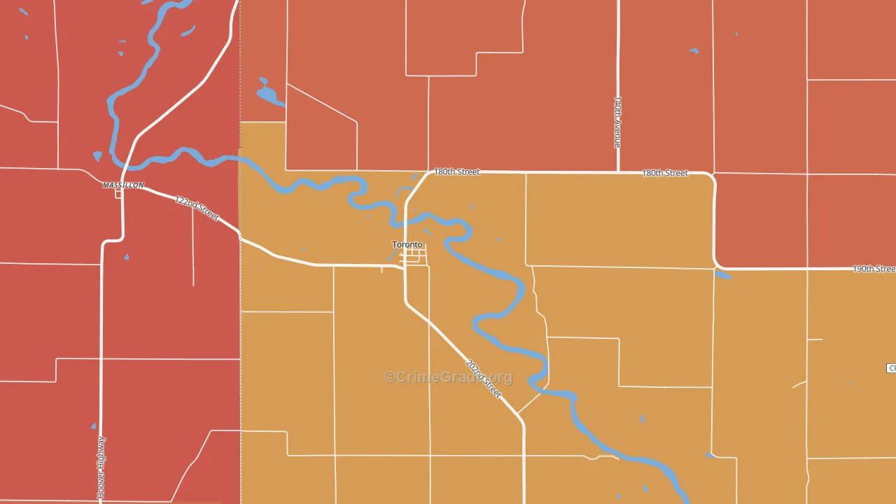 Toronto, IA Map of Robbery Rates