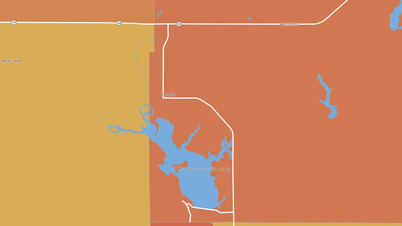Toronto, KS Map of Robbery Rates