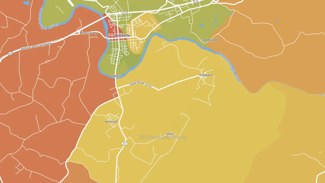 Torrance, PA Map of Robbery Rates