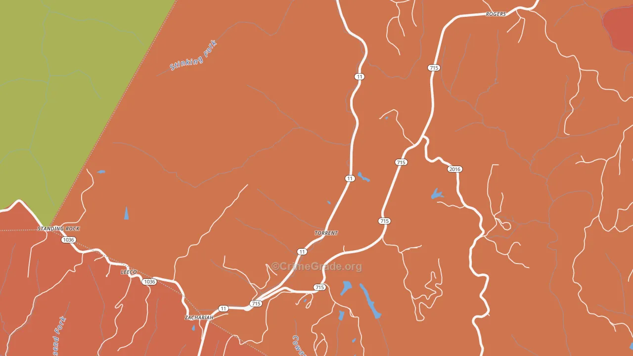 Torrent, KY Map of Robbery Rates