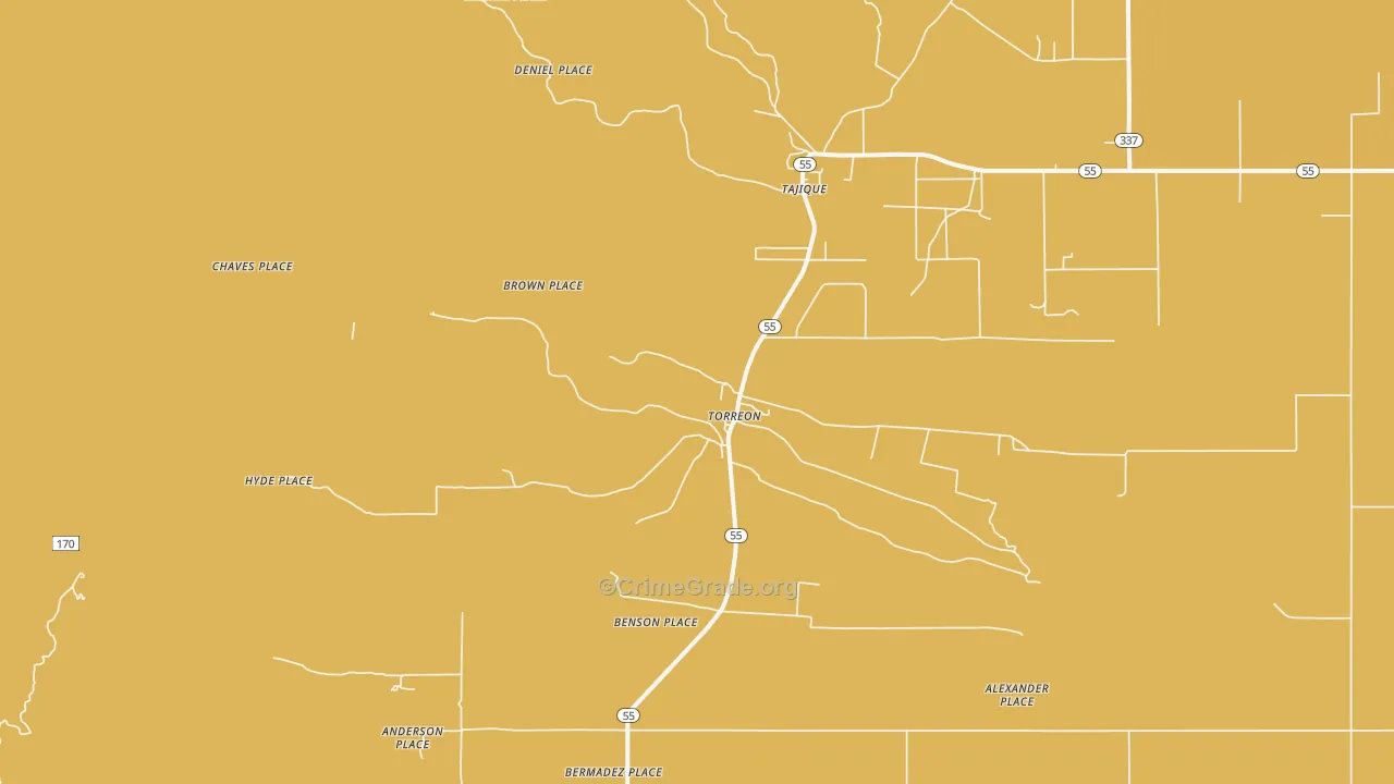 Torreon, NM Map of Robbery Rates