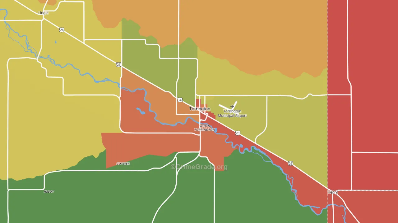 Torrington, WY Map of Robbery Rates