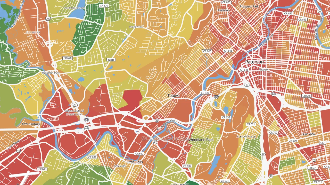 Totowa, NJ Map of Robbery Rates