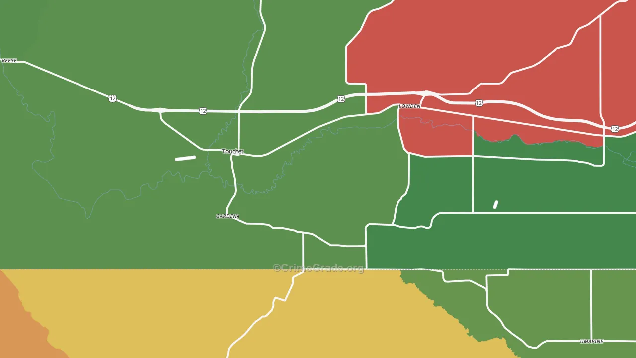 Touchet, WA Map of Robbery Rates
