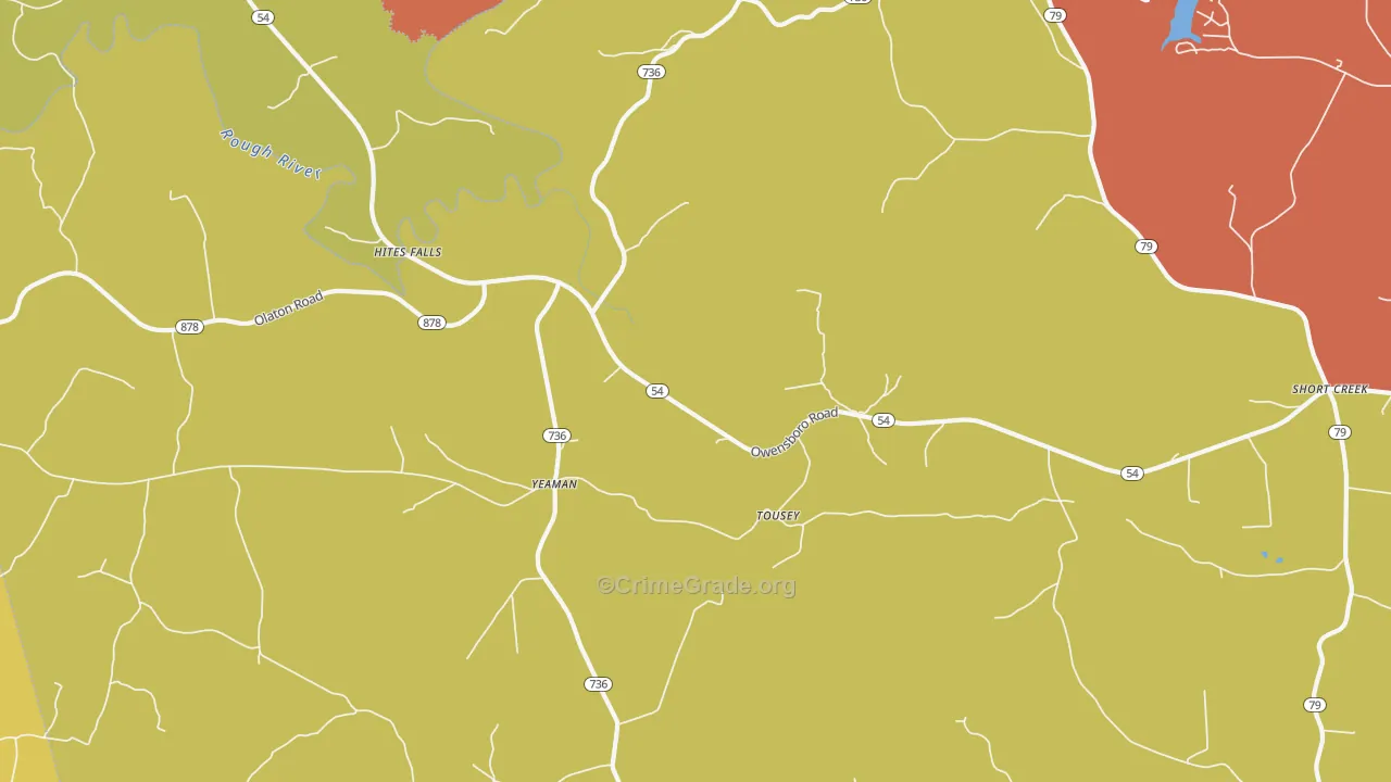 Tousey, KY Map of Robbery Rates