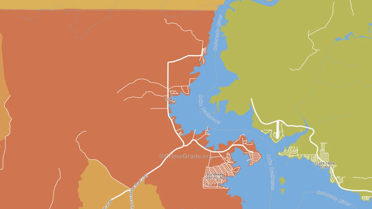 Tow, TX Map of Robbery Rates