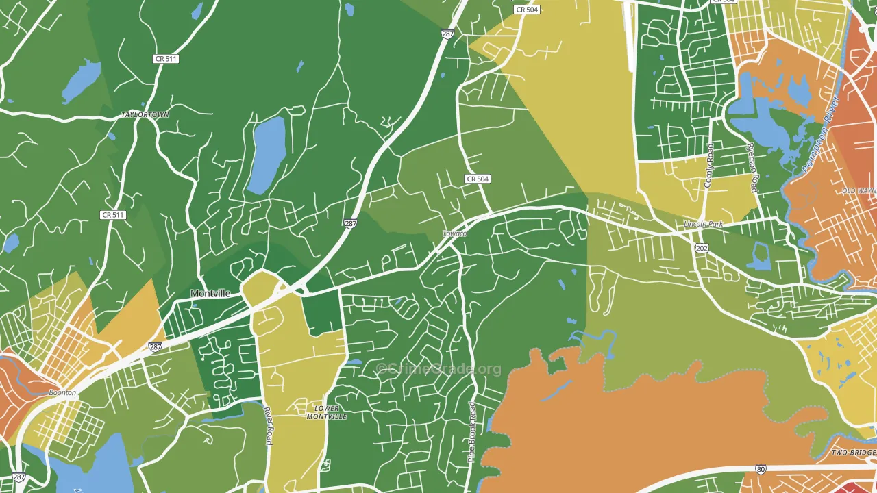 Towaco, NJ Map of Robbery Rates