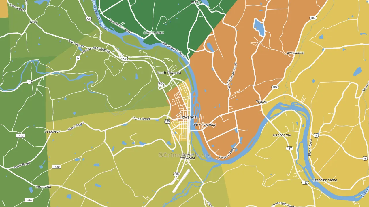 Towanda, PA Map of Robbery Rates