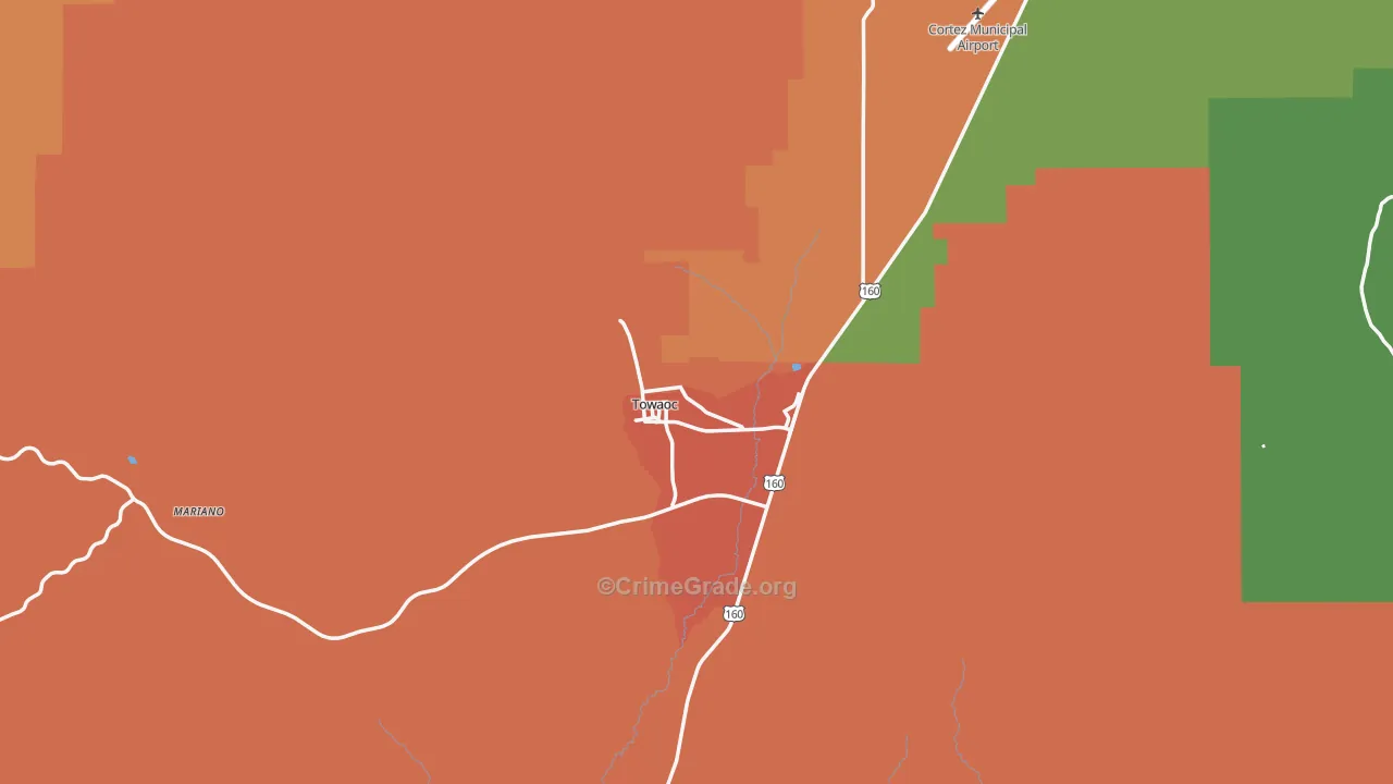 Towaoc, CO Map of Robbery Rates