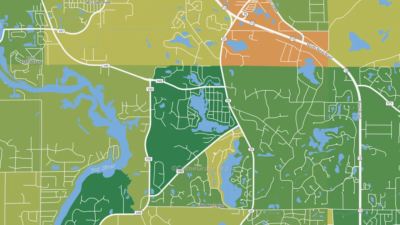 Tower Lakes, IL Map of Robbery Rates