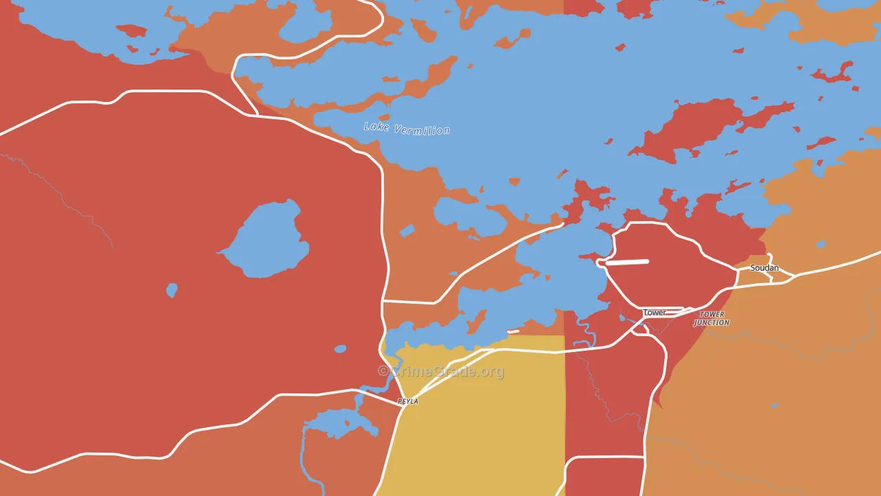 Tower, MN Map of Robbery Rates