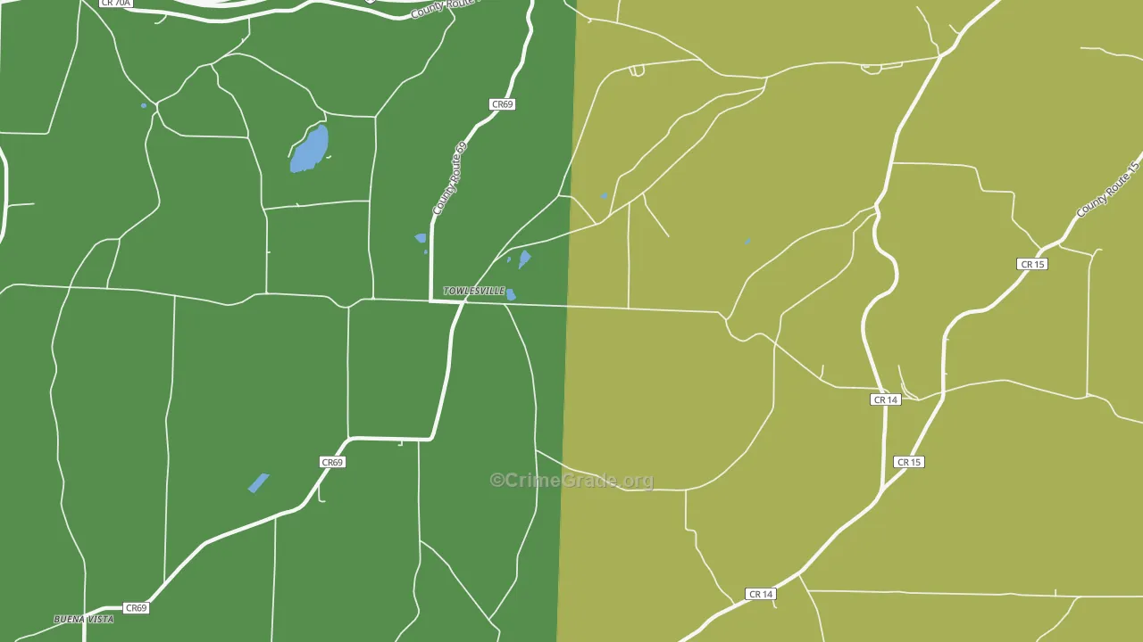 Towlesville, NY Map of Robbery Rates
