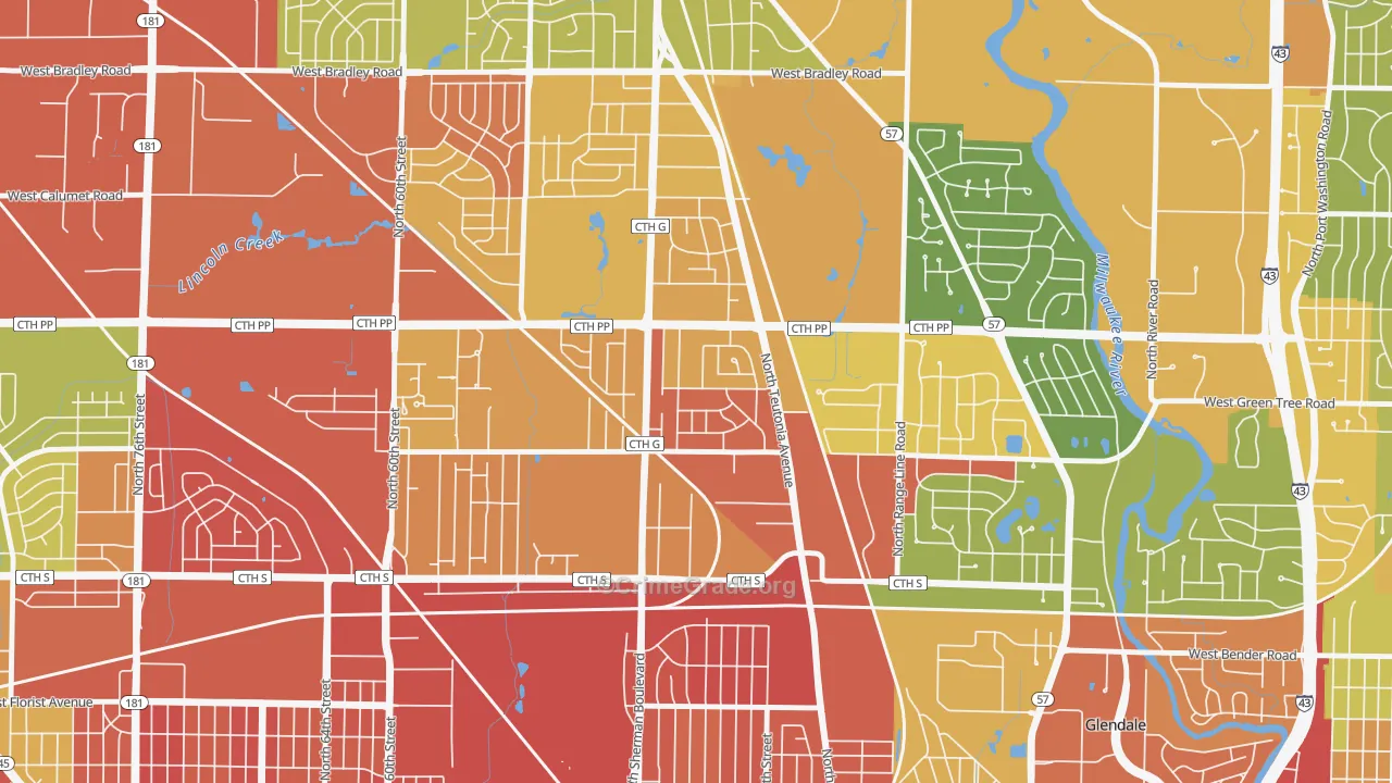 Town and Country Manor, Milwaukee, WI Map of Robbery Rates