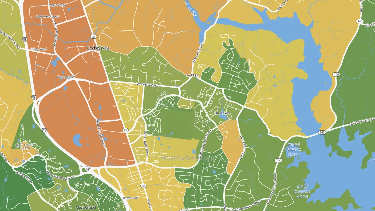 Town and Country North, Cockeysville, MD Map of Robbery Rates