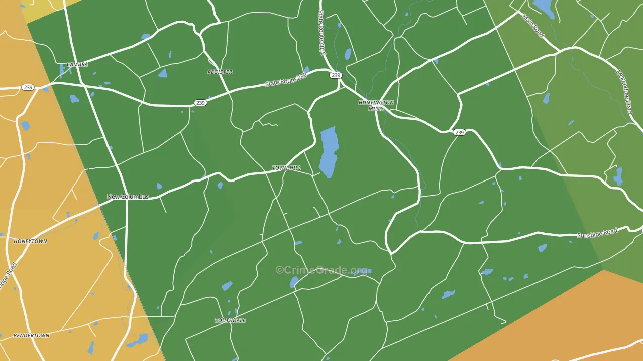 Town Hill, PA Map of Robbery Rates