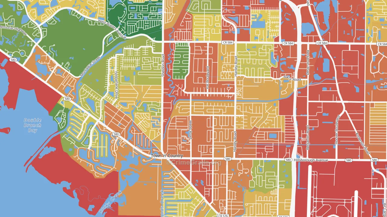 Town 'N Country Park, Town 'n' Country, FL Map of Robbery Rates