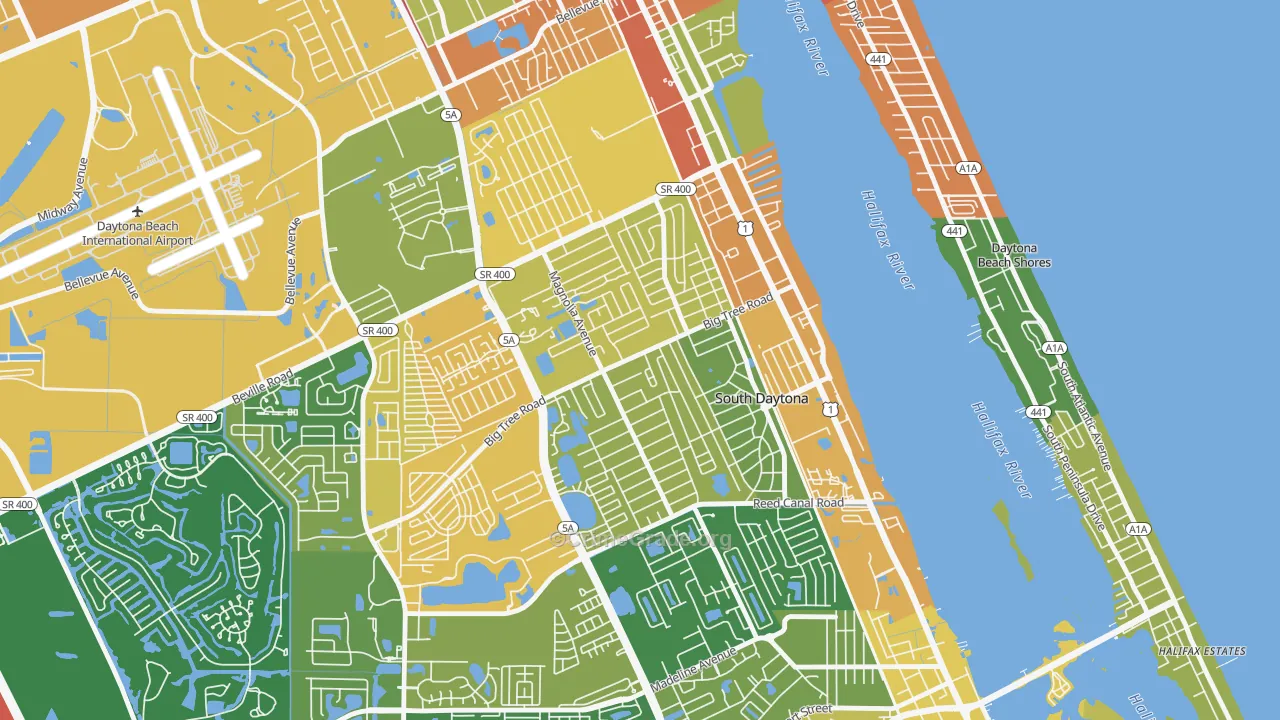Town of Blake, South Daytona, FL Map of Robbery Rates