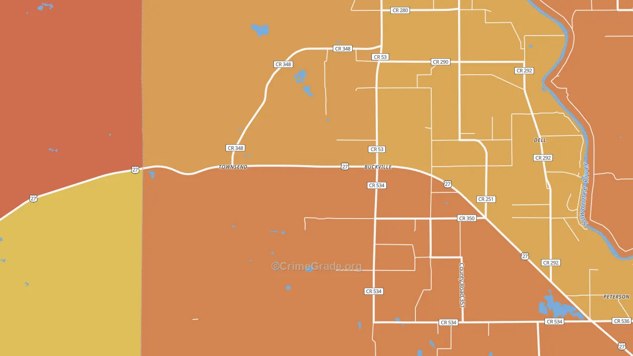 Townsend, FL Map of Robbery Rates